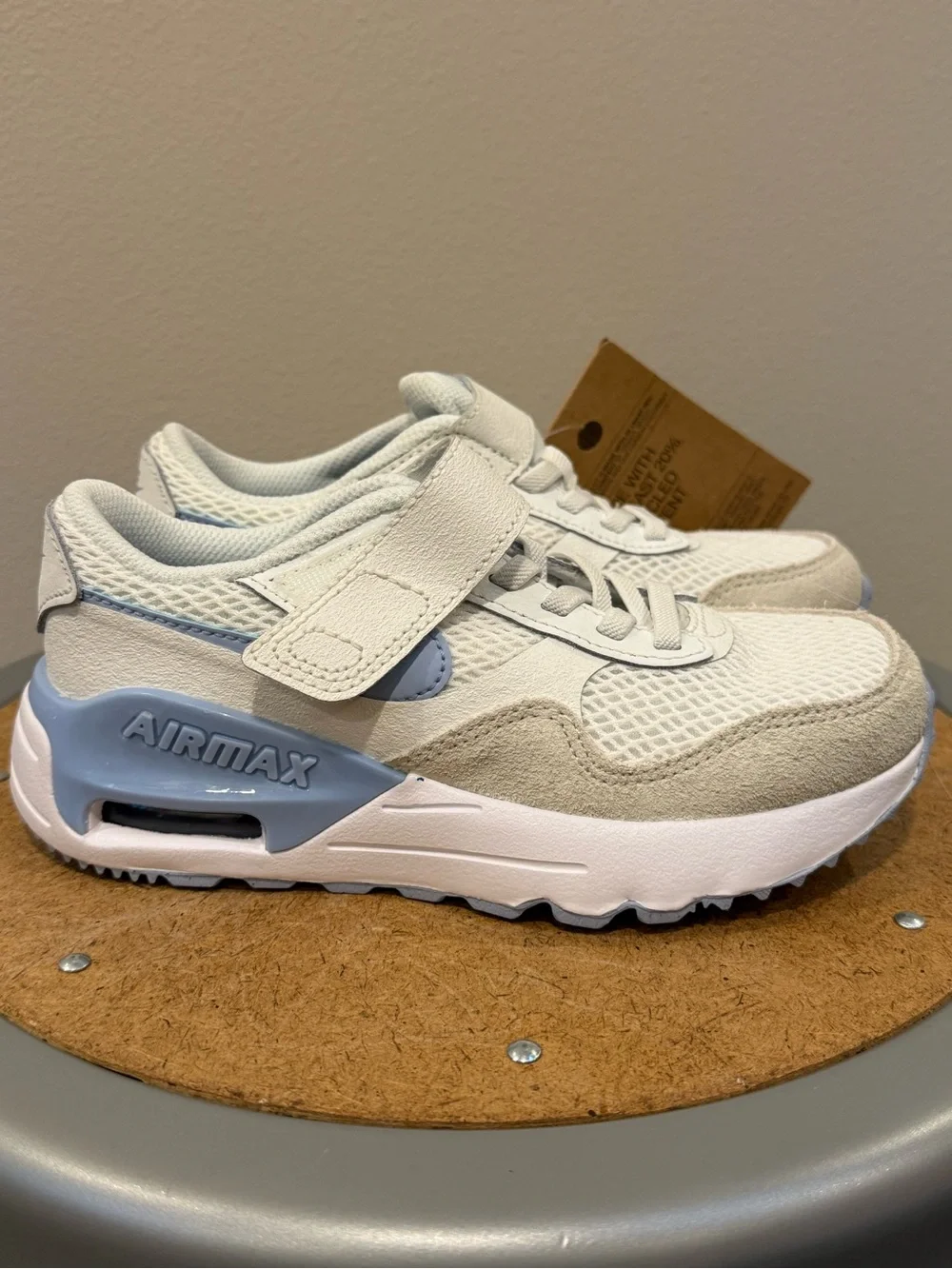 Nike Kids' Air Max SYSTM summit white/cobalt bliss size 13